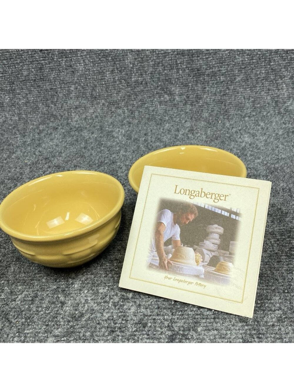 Longaberger Dessert Bowls Set of 2 Woven Traditions Butternut Yellow 4in New Box
